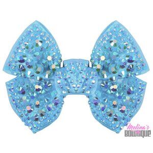 NEW Melina's Bowtique Light Blue Structured Sparkly Girls Hair Bow Clip Elsa